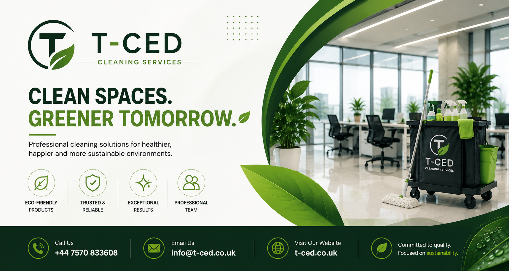 T-CED Cleaning Services — Clean spaces. Greener tomorrow. Professional cleaning solutions.