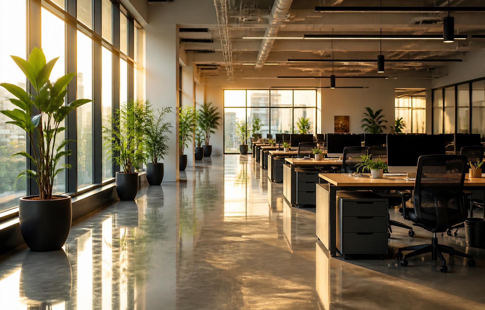 Spotless modern open-plan office serviced under a T-CED contract